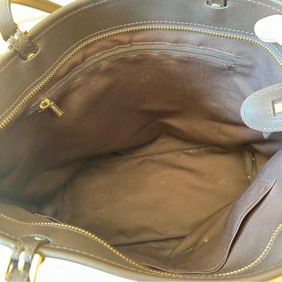 LANCASTER PARIS TOTE LG IKON COATED CANVAS FLORAL STITCHING ADJ STRAPS BROWN - Picture 9 of 11